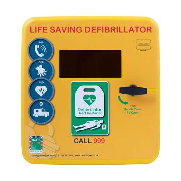 DEFIBRILLATOR POLYCARBONATE CABINET UNLOCKED HEATER LIGHT - Yellow