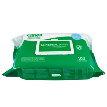 CLINELL UNIVERSAL WIPES BCW100 PACK OF 100 - White