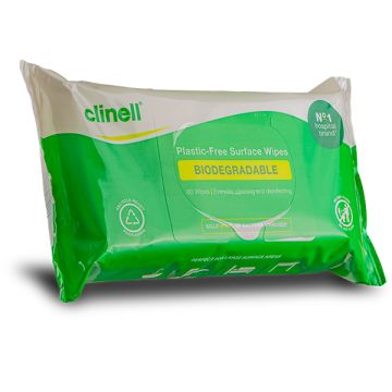 CLINELL BIODEGRADABLE SURFACE WIPE BCW60PFC - Green