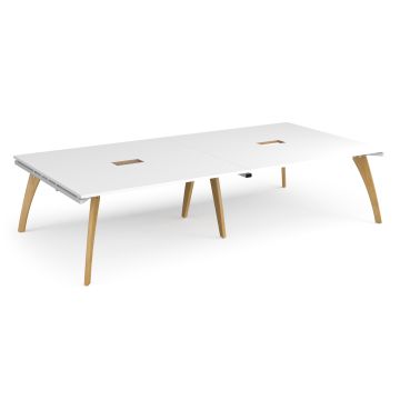 Fuze rectangular power ready boardroom table - White