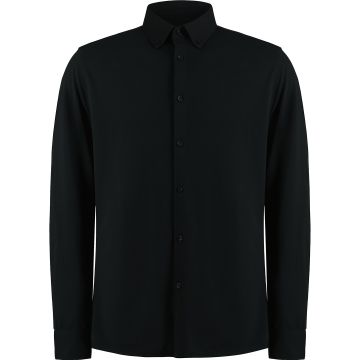 Long sleeve Superwash® 60° piqué shirt (tailored fit) - Black - S