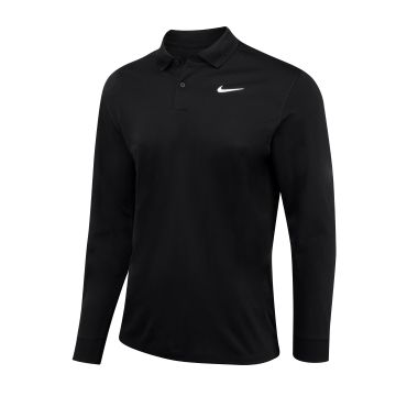 Nike Dri-FIT Victory solid long sleeve polo - Black/White - S