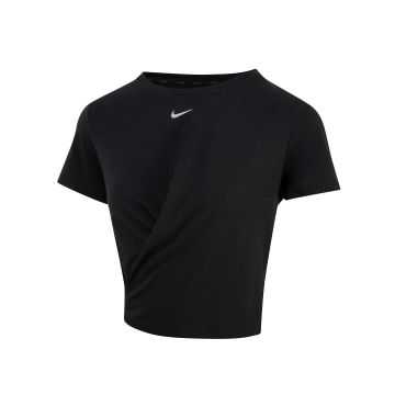 Women’s Nike One Luxe Dri-FIT short sleeve standard twist top - Black/Reflective Silver - XS