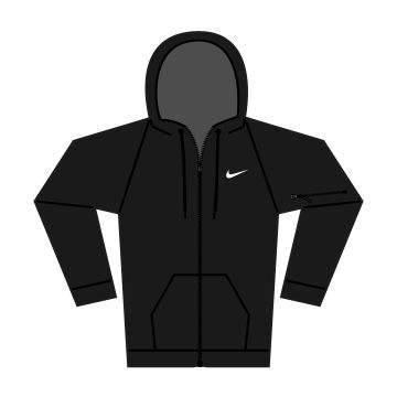 Nike men’s full-zip fitness hoodie - Black/ Black/ White - M