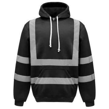 Hi-vis pull-over hoodie (HVK05) - Black - S